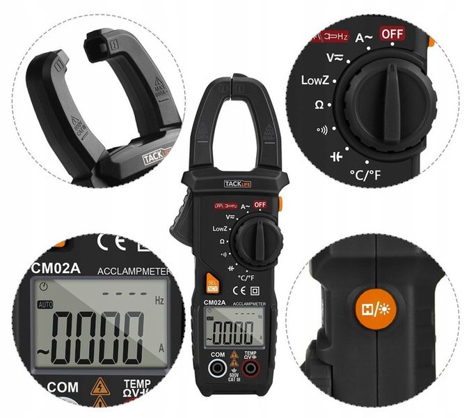 Tacklife CM02A Tester Cyfrowy Miernik Cęgowy AC DC Multimetr + zdjęcie 3