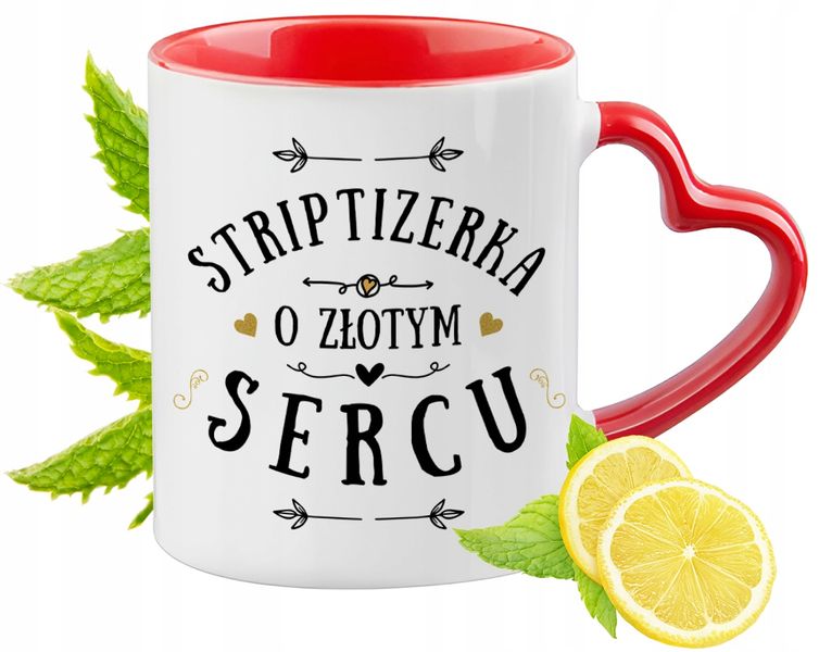 Kubek Czerwony Z Uszkiem W Kształcie Serca Dla Striptizerki Na Prezent zdjęcie 1