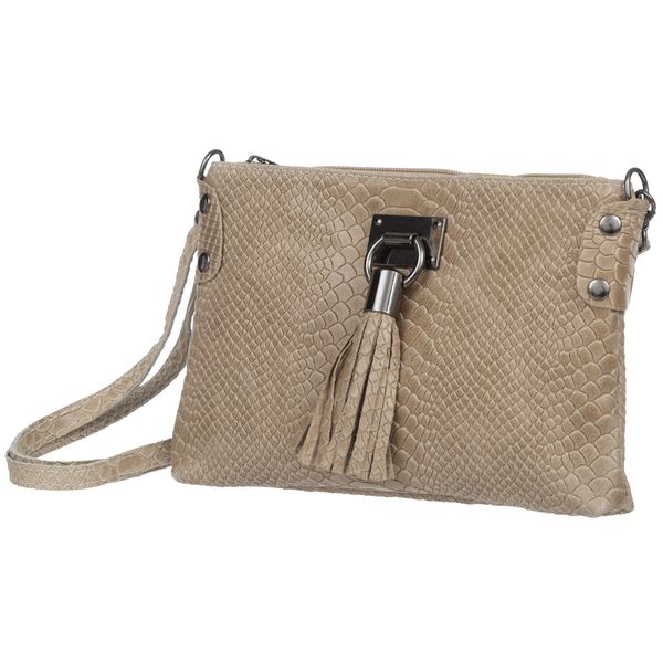 VERA PELLE torebka skórzana listonoszka kroko z paskiem V487 c.beżowa zdjęcie 4