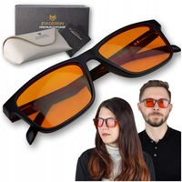 Okulary do komputera BLOKUJĄCE NIEBIESKIE ŚWIATŁO NERDY PROSTOKĄTNE CZARNE