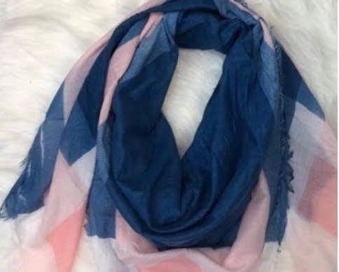 DUŻA CHUSTA SZAL DAMSKI GRANATOWO RÓŻOWY na Arena.pl