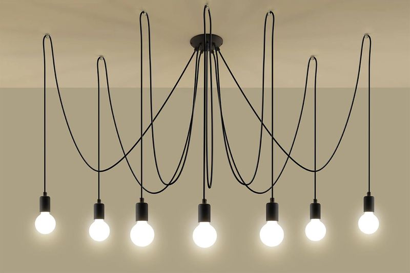 LAMPA wisząca SL.0372 industrialna OPRAWA pająk ZWIS ośmiornica przewody loft czarne zdjęcie 3