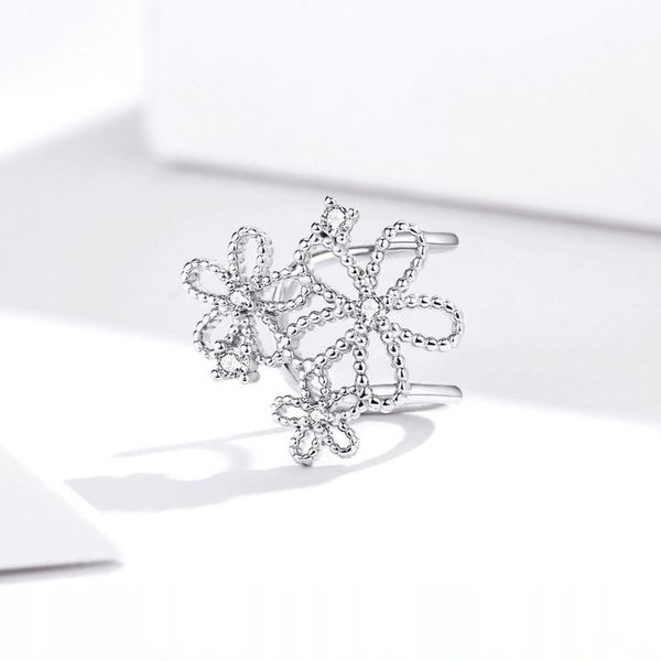 Kolczyk Nausznica Kwiaty Kolczyk Srebro 925 zdjęcie 4