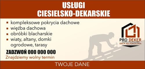 BANER REKLAMOWY projekt 130x80 cm USŁUGI BUDOWLANE na Arena.pl