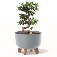 Donica okrągła 24 cm misa matowa nóżki wkład szara