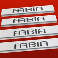 Listwa progowa SKODA FABIA MK2 Stal nierdzewna 304 mat z czarnymi literami