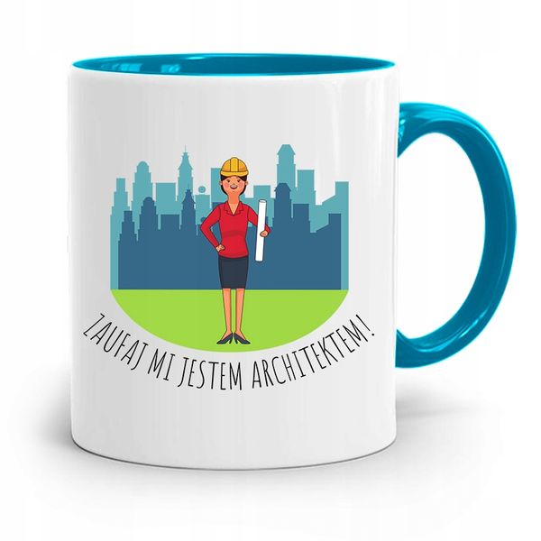 Kubek Błękitny Architekta Zaufaj Mi Jestem Prezent Z Nadrukiem Ze Zdjęciem zdjęcie 1