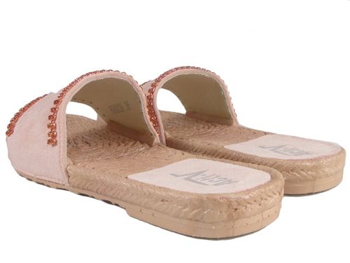 Różowe klapki damskie z cyrkoniami płaskie buty 40 na Arena.pl