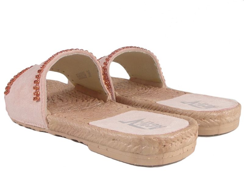 Różowe klapki damskie z cyrkoniami płaskie buty 40 zdjęcie 4