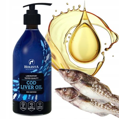 HOLISTA Cod Liver Oil 500 ml Tran z dorsza dla psa i kota SUPLEMENT na Arena.pl