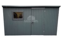 DOMEK OGRODOWY - SCHOWEK BLASZANY 4X4 - OKNO - DRZWI - ANTRACYT DG353