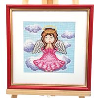Obraz Haft Krzyżykowy Aniołek 24x24 Rękodzieło Handmade Dekoracja