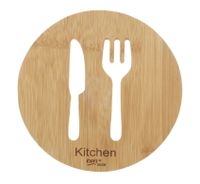 Podkładka podstawka okrągła bambusowa NATURAL LIFE pod garnek czajnik 17,5 cm wycięty wzór nóż widelec