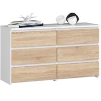 KOMODA CL100 6SZ PK BIAŁA / DĄB SONOMA