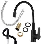 Bateria Kuchenna Zlewozmywakowa Obrotowa Wylewka Czarna Elastyczna Giętka