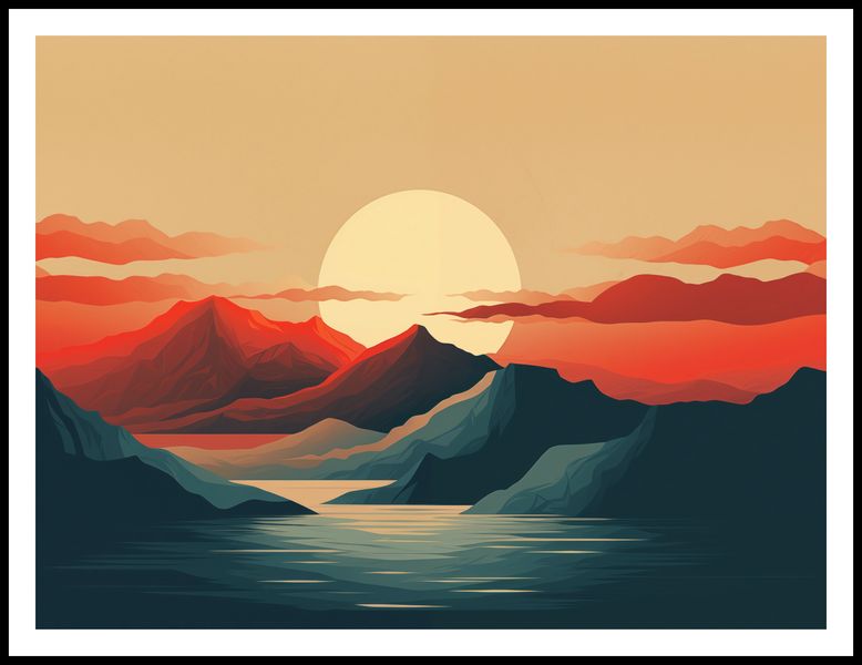 Plakat 100x75cm Zachód Słońca nad Górami zdjęcie 3