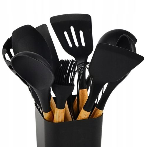 PRZYBORY KUCHENNE SILIKONOWE 12el czarne ZESTAW PRZYBORÓW KUCHENNYCH na Arena.pl