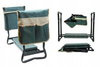 Klęcznik składany ogrodowy zielony z 2 torbami na narzędzia 4w1 siedzisko