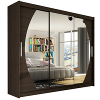 Szafa przesuwna Aston V z lustrem 250cm - pojemna garderoba - CHOCO