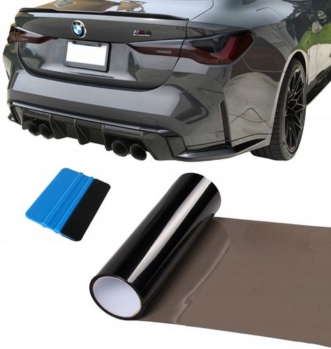 FOLIA DO PRZYCIEMNIANIA LAMP CZARNA JASNA 2m x 30cm POŁYSK NA LAMPY + RAKLA na Arena.pl