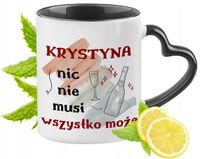Dla Blanki Kubek Czarny Z Uszkiem W Kształcie Serca Na Prezent Z Nadrukiem
