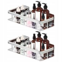 2 SZT. PÓŁKA ŁAZIENKOWA KUCHENNA POD PRYSZNIC SREBRNA SAMOPRZYLEPNA ŚCIENNA