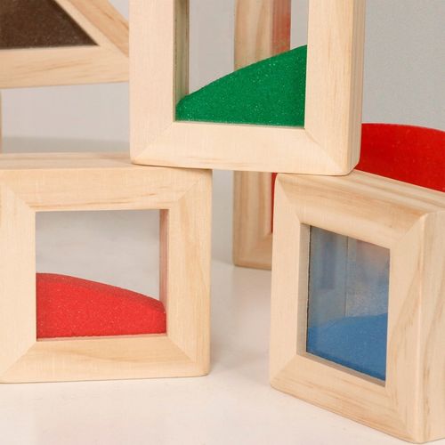 Drewniane klocki sensoryczne dla dzieci – zestaw 18 elementów do zabawy na Arena.pl