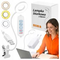 Lampka biurkowa led na biurko dla dzieci z klipsem biała do czytania