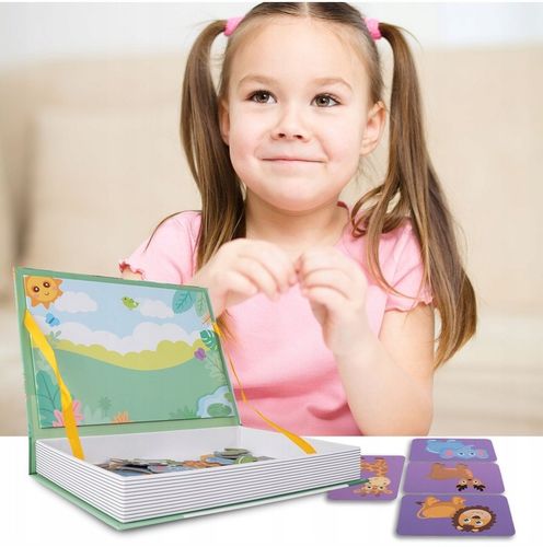 Książka układanka magnetyczna edukacyjna Safari Zwierzęta ZOO dla Dzieci na Arena.pl