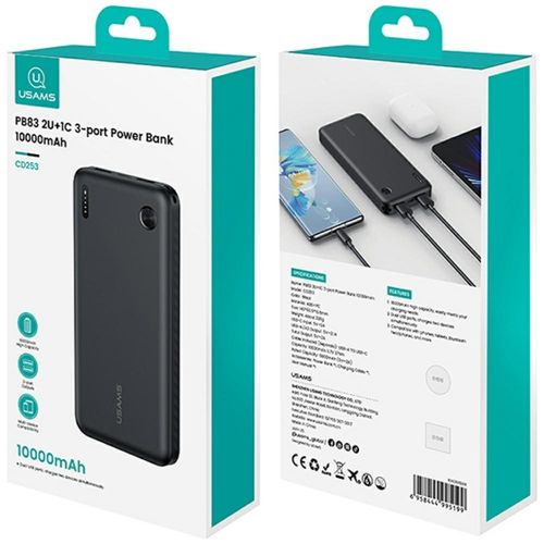 powerbank usams pb83 2xusb-a 1xusb-c     10000mah biały na Arena.pl
