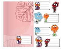 NAKLEJKI NA ZESZYT ZESZYTY NALEPKA 8szt - GUMBALL WIELE WZORÓW + GRATIS