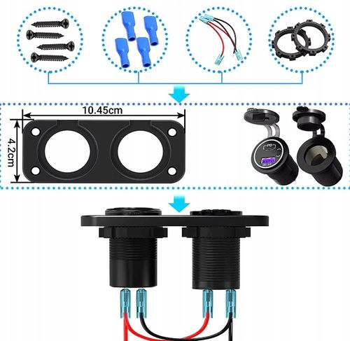 GNIAZDO ZAPALNICZKI Ładowarka samochodowa Szybkie ładowanie QC PD ON OFF N na Arena.pl
