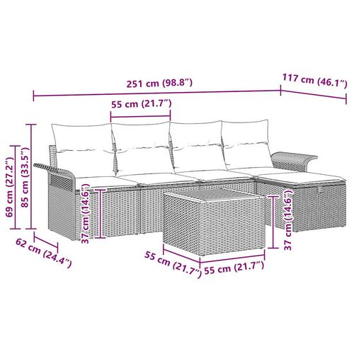 Zestaw Sof na Ogród z przechowywaniem 6 pcs Beżowy Polirattan na Arena.pl