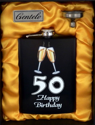 Piersiówka w Zestawie z Lejkiem na Prezent z Okazji 50 Urodzin zdjęcie 1