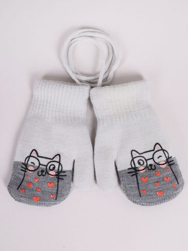 Rękawiczki dziewczęce jednopalczaste ze sznurkiem z kotkiem 10 cm YOCLUB na Arena.pl