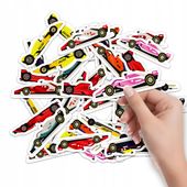 NAKLEJKI NA ZESZYT NALEPKA Z POSTACIAMI SAMOCHÓD WYŚCIGI F1 WZORY 10SZT