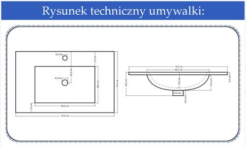 Umywalka Ceramiczna Dafne 75 na Arena.pl