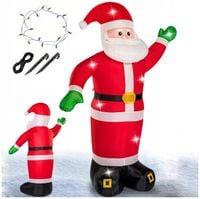 DUŻY MIKOŁAJ DMUCHANY POMPOWANY ŚWIECĄCY 180cm OZDOBA LAMPKI LED NA ŚWIĘTA