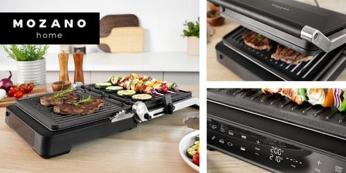 GRILL ELEKTRYCZNY OPIEKACZ ROZKŁADANY 6 PROGRAMÓW 2 TERMOSTATY 2000W na Arena.pl