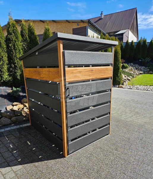 Wiata śmietnikowa 1,2x2 m Antracyt + złoty dąb - pad tył GP356 zdjęcie 3