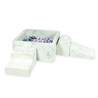 Piankowy plac zabaw z basenem kwadratowym 90x90x40 marmur + 400 piłek (błękitne perłowe, różowe perłowe, metaliczny grafit. opalizujące)