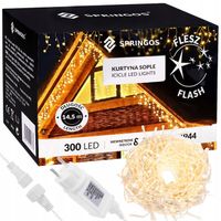LAMPKI SOPLE 300 LED ZEWNĘTRZNE CHOINKOWE FLASH KURTYNA ŚWIETLNA IP44 BIAŁE