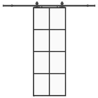 Drzwi przesuwne z zestawem okuć czarne 76x205 cm ESG szkło