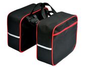 SAKWA NA BAGAŻNIK ROWEROWY, TORBA ROWEROWA 2x10L czarno-czerwony