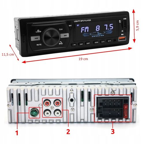 RADIO SAMOCHODOWE BLUETOOTH 1-DIN 2X USB AUX MP3 CZYTNIK KART SD LCD na Arena.pl