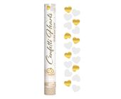 KONFETTI PNEUMATYCZNE ZŁOTE I BIAŁE SERDUSZKA 40CM GODAN