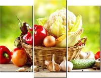 60 90CM OBRAZ 3 ELEM WARZYWA ORGANICZNE ŚCIENNY DRUK PŁÓTNO