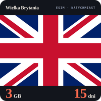 Karta eSIM Internet Wielka Brytania 3 GB na 15 dni - bez rejestracji
