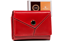 Klasyczny, mały portfel damski ze skóry naturalnej