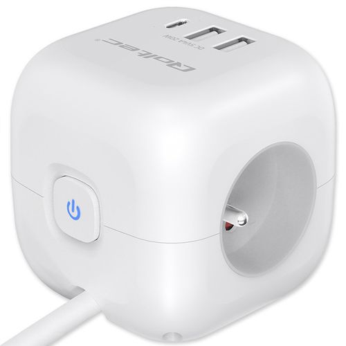 Qoltec Kostka Zasilająca 6w1, USB-C PD 20W, 2m, Biała na Arena.pl
